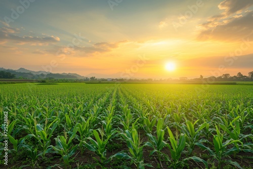 Beautiful environment landscape of green field corn