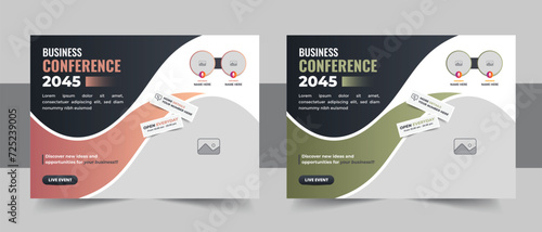 Horizontal conference flyer design template layout vector, business conference flyer template design