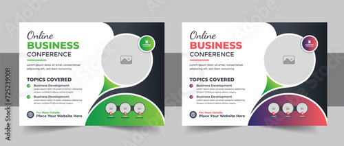 Business company live webinar or corporate horizontal business conference flyer template layout or conference event banner vector
