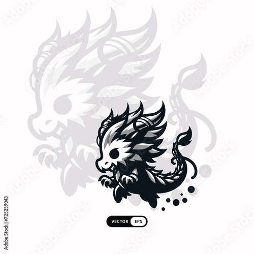   MEIJICRAFT   Chibi Dragon Monster Mascot Logo Icon Illustration