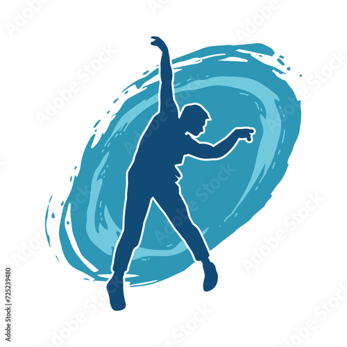 Silhouette of a man in dancing pose. Silhouette of a male dancer in performing pose.