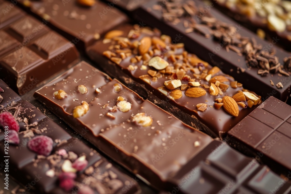 Artisanal Chocolate Bars with Nuts and Fruit Toppings Artisanal Chocolate Bars with Nuts and Fruit Toppings
