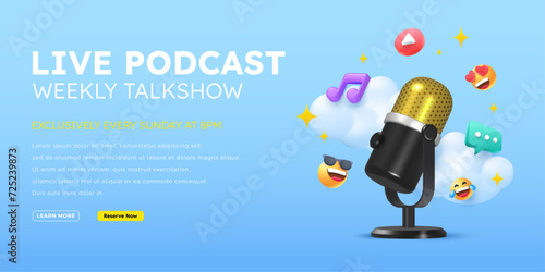 3d Microphone radio podcast illustration