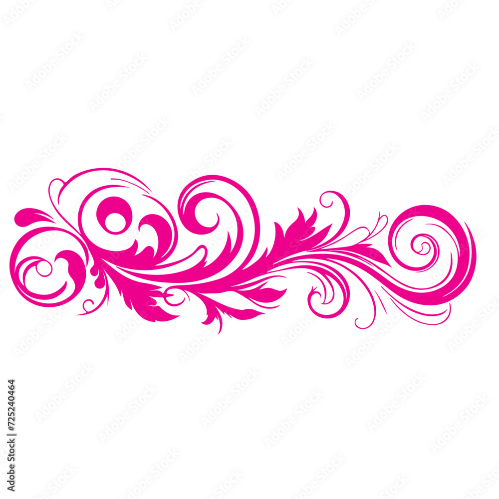 elegant swirls damask with floral hand draw pink line style element illustration isolated on white background elegant swirls damask with floral hand draw pink line style element illustration isolated on white background