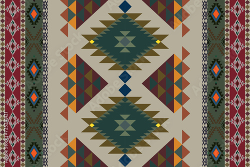 Navajo tribal vector seamless pattern. Native American ornament. Ethnic South Western decor style. Boho geometric ornament. Vector seamless pattern. Mexican blanket, rug. Woven carpet illustration