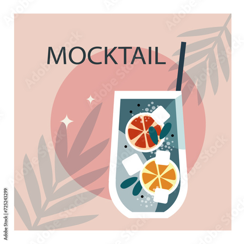 Mocktails Cocktails posters, menu. Mojito, margarita, pina colada, mimosa, negroni and aperol spritz. Non alcohol drinks. Vector illustration