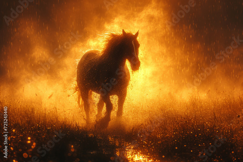 horse in the sunset photo