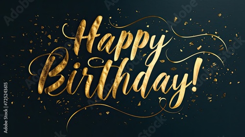 Happy Birthday Gold Metal Unique Writing Generative AI