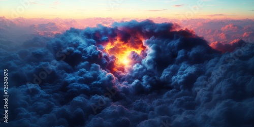 Volcanic Eruption from Above Clouds - Apocalyptic Nature Scene