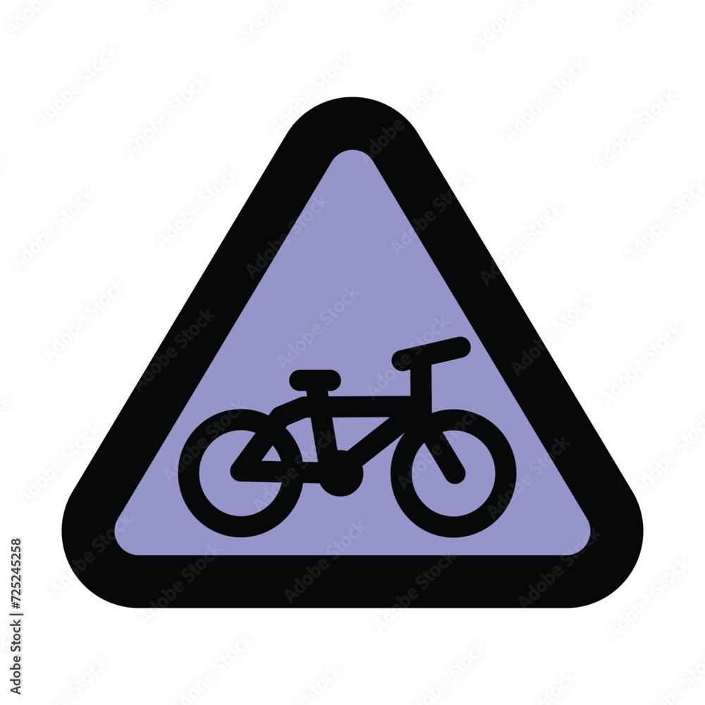 blue triangle bicycle bike icon traffic road sign vector flat design for website mobile isolated on white Background blue triangle bicycle bike icon traffic road sign vector flat design for website mobile isolated on white Background