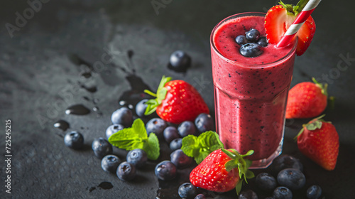 Refreshing strawberry and blueberry smoothies.