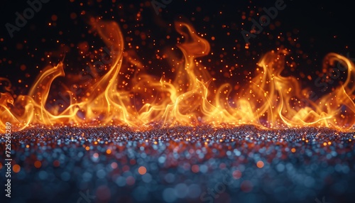 impact of fire on a dark black background, Fire has a profound effect on a dark black background