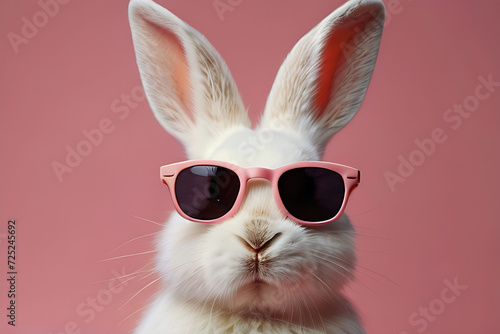 easter bunny with glasses in beautiful background