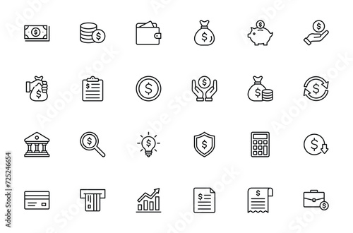 money and finance icon set vector