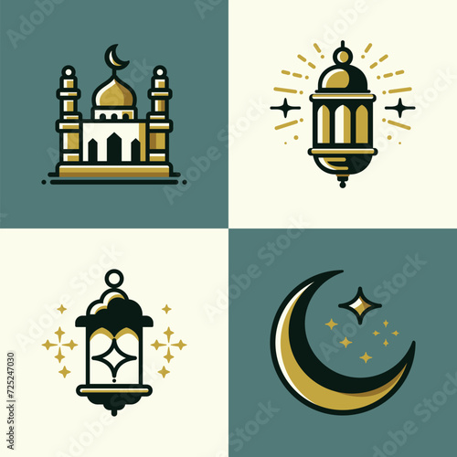 Collection of icons or logos for Islamic Ramadan celebrations