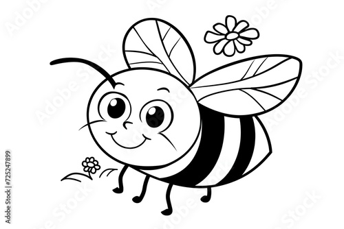 Coloring page outline of cartoon illustration bee. Coloring book for kids. © kardaska