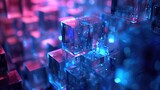3d background transparent abstract blue squares, 3d background 4, in the style of glass fragments art