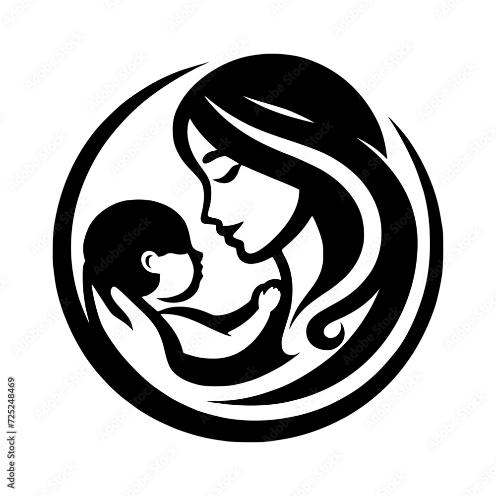 icon of mother's love with baby (black on transparent background) artwork 1 icon of mother's love with baby (black on transparent background) artwork 1