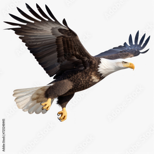 An bald eagle flies with its wings  on transparency background PNG © Sim