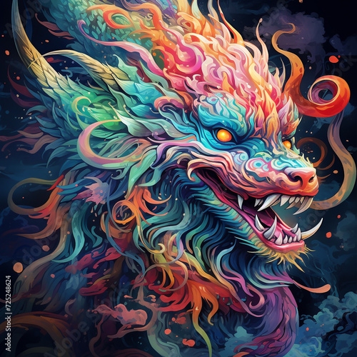 Colorful, cute, magic fantasy dragon