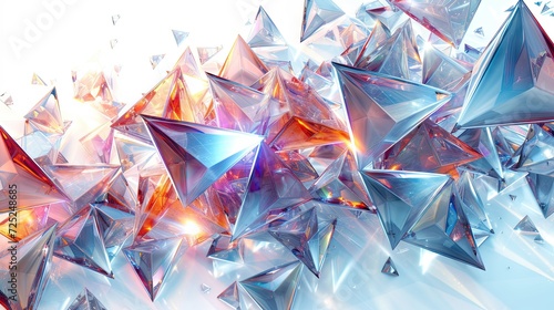 glass triangle fractal, in the style of white background, scattered composition photo