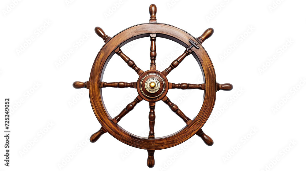 wooden ship rudder isolated on transparent background