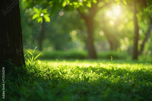 Blurred nature green park with sunlight