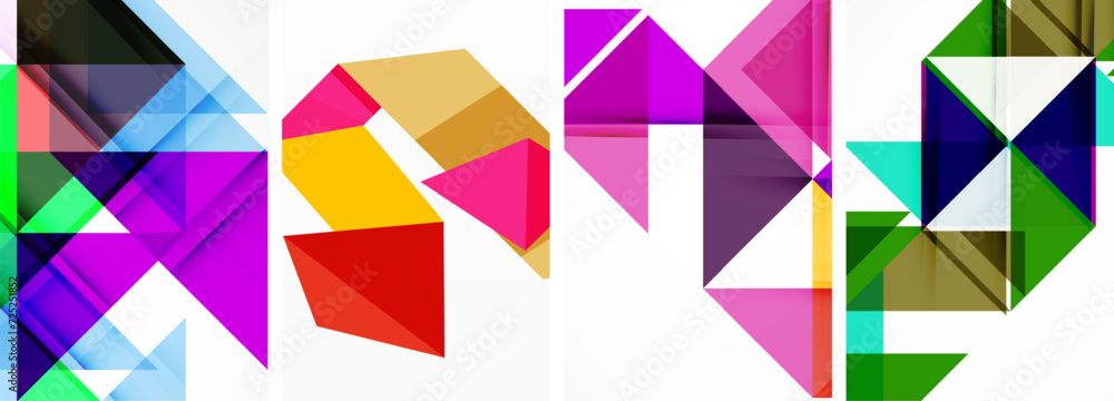 Set of colorful triangle poster cover template backgrounds. Vector illustration For Wallpaper, Banner, Background, Card, Book Illustration, landing page Set of colorful triangle poster cover template backgrounds. Vector illustration For Wallpaper, Banner, Background, Card, Book Illustration, landing page