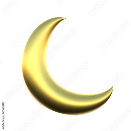 3d rendering golden crescent moon isolated