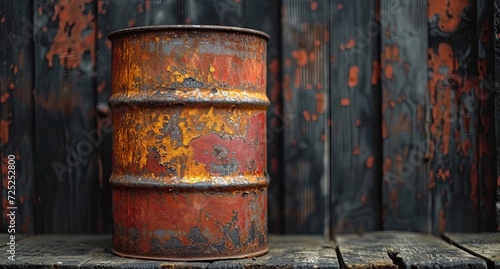 Big barrel of oil on a dark background