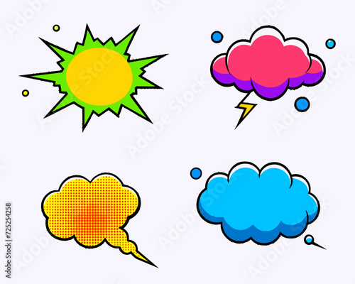 comic colorful blank speech bubbles collection