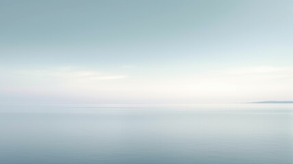 Clear blue sky sunset with glowing orange teal color horizon on calm ocean seascape background. Picturesque generative ai