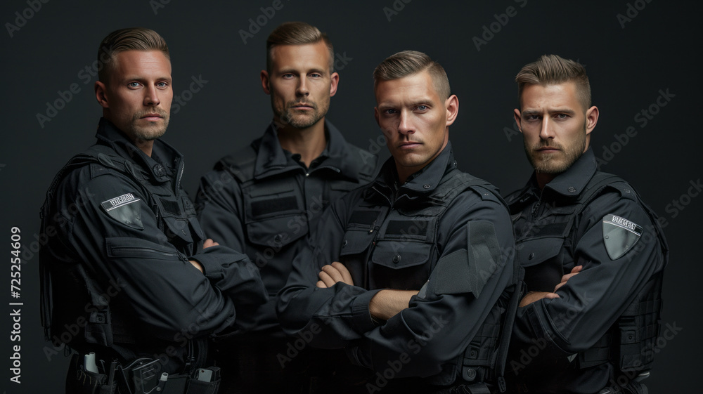 portrait group of Caucasian male Security guard, generative ai portrait group of Caucasian male Security guard, generative ai