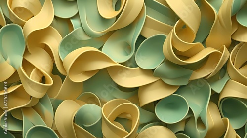 Pasta background, spaghetti abstract geometric pattern. Light green poster. generative ai photo