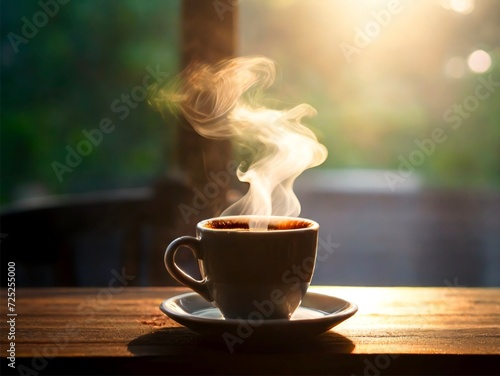 cup of coffee with smoke.