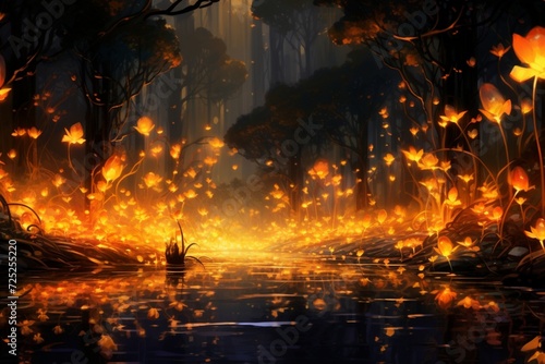 Sparkling fireflies dancing amidst a sea of flames.