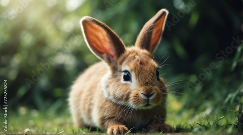 Young cute rabbit playing on the grass from Generative AI © Arceli