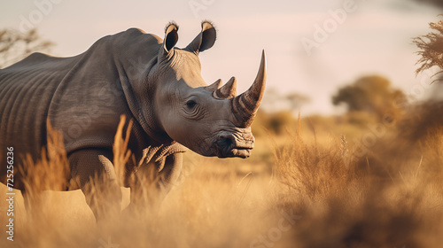 Rhinoceros live in savana field , animal wildlife, World wildlife day.