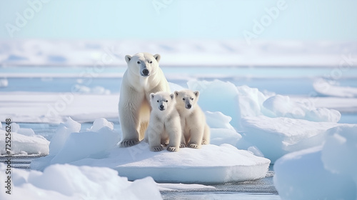 Polar bears Family , Mother's Day, Mom. Animal wild life, World wild life.