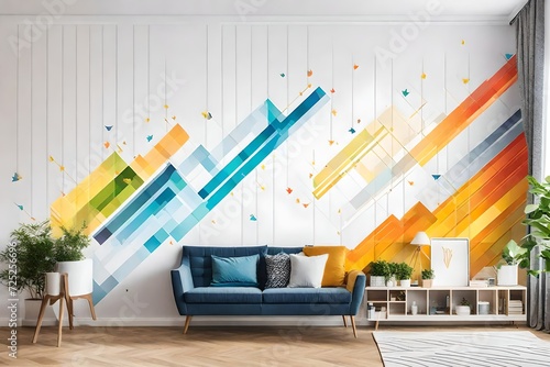 design of the wall, interior design, sofa in front of ulti color paint wall photo