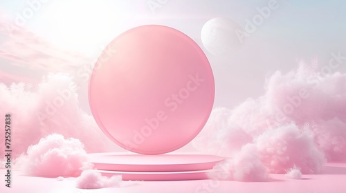 circle shapes set in light pink tones on clouds