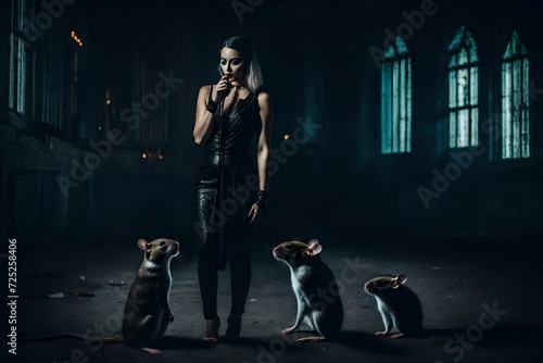 woman singing with mice in jail photo