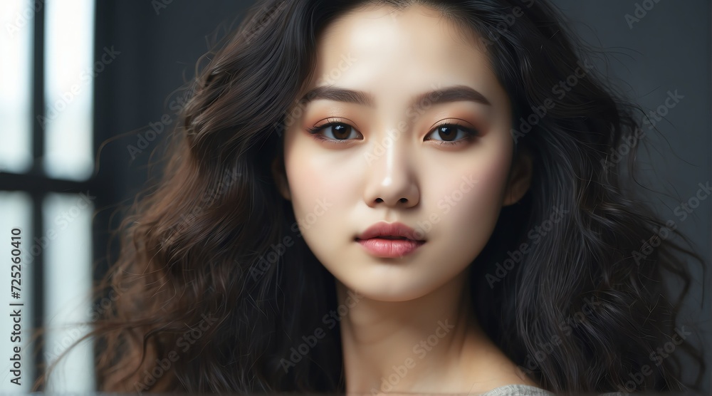 Naklejka premium fresh skin on plain background, skin care ad concept from Generative AI