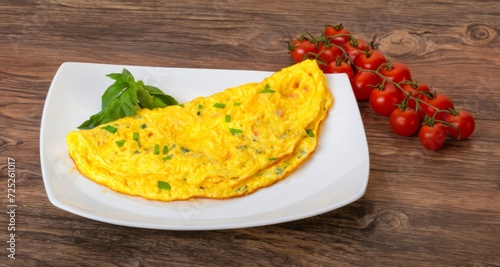 omelette in a white plate photo