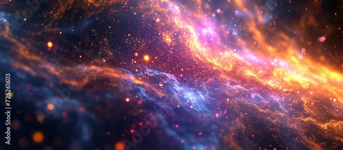 Conflict between matter and antimatter in outer space, plus dark matter, dark energy, and a computer-generated abstract backdrop through 3D rendering. photo