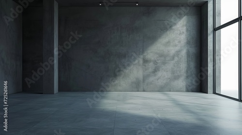 imagined room interior design with bare gray walls photo
