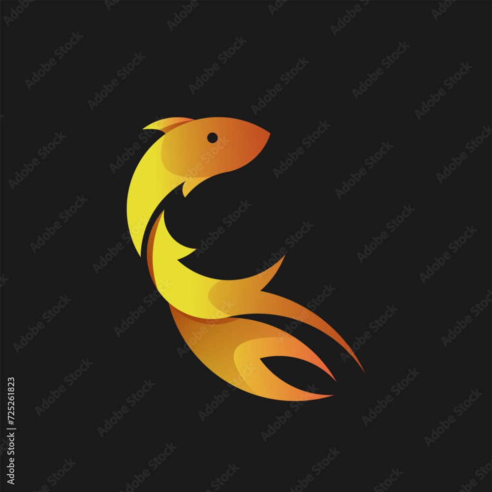 Fototapeta premium Fish colorful gradient design gold