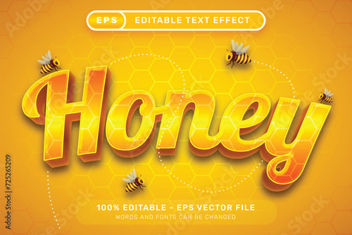 honey a3d text effect and editable text effect with honey bee illustration