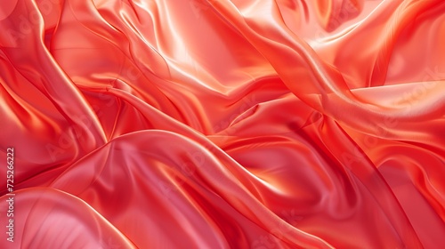 Red, semitransparent silk fabric with an abstract backdrop.