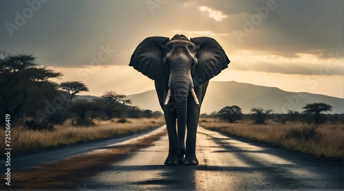 An elephant in the middle of the road from Generative AI